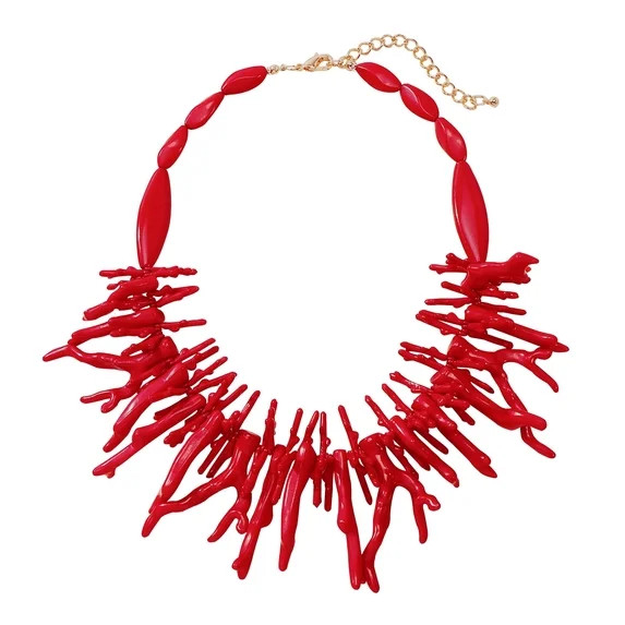 Free-Spirited Acrylic Coral & Bead Necklace - Adjustable Bohemian Vacation Jewelry for Women | Walmart (US)