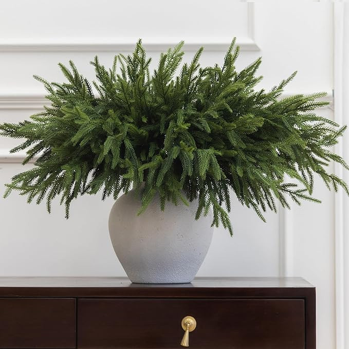 MISSPIN 30 Pcs 19.5 Inches Christmas Norfolk Pine Branches, Norfolk Pine Artificial Christmas Bra... | Amazon (US)