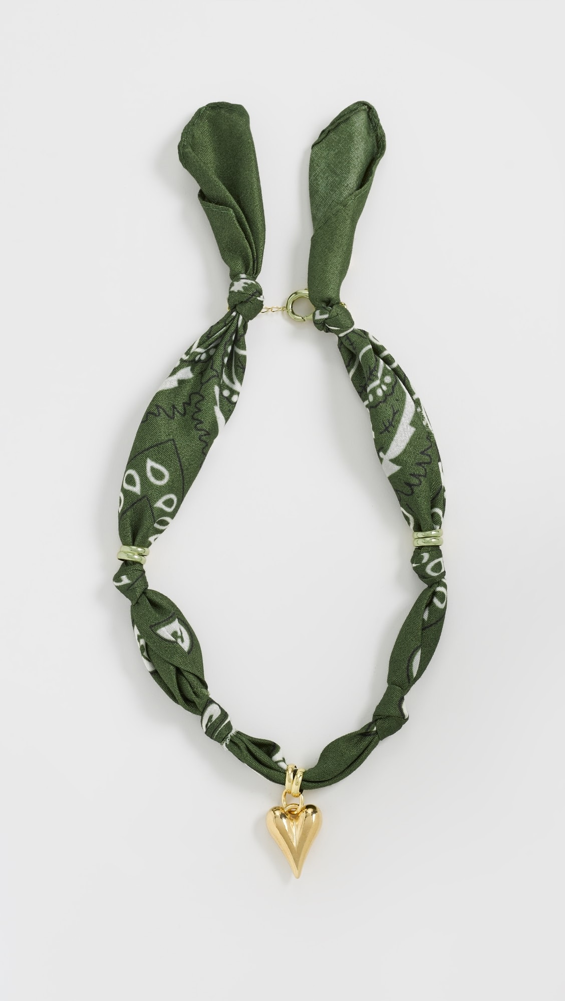 Puffy Cubic Zirconia Heart Satin Scarf Necklace | Shopbop