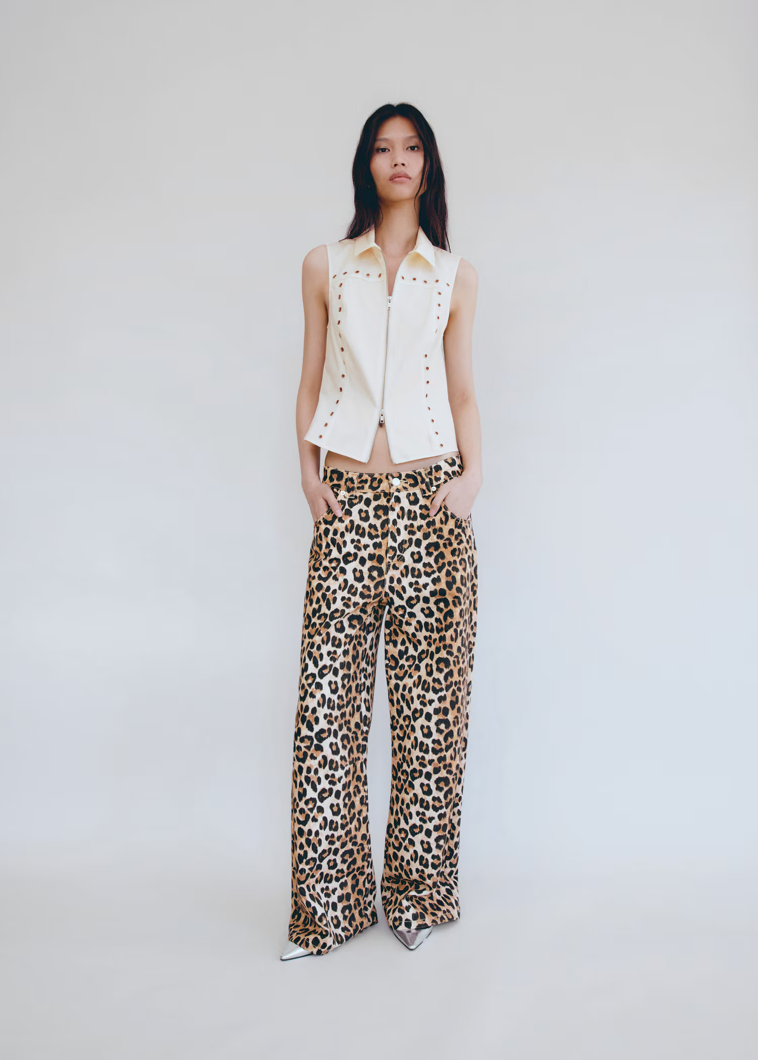 Leopard-print wideleg jeans | Mango (US/MX/AU)