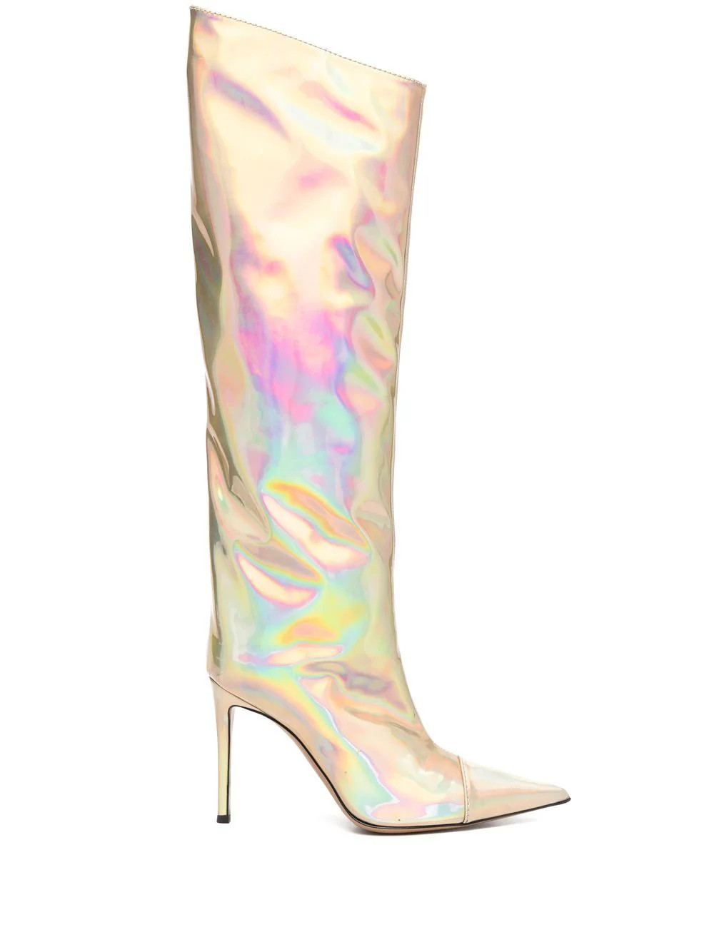 Alexandre Vauthier holographic knee-high 100mm boots - Gold | Farfetch Global