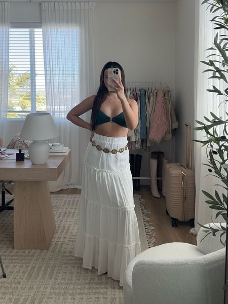 an outfit from my ‘packing for palm springs’ video 🐚 swim top is from TJ Swim (can’t link) x

festival outfit ideas, spring outfit, long white maxi skirt, princess polly, swim, gold chain belt 

#LTKSeasonal #LTKFestival #LTKswim
