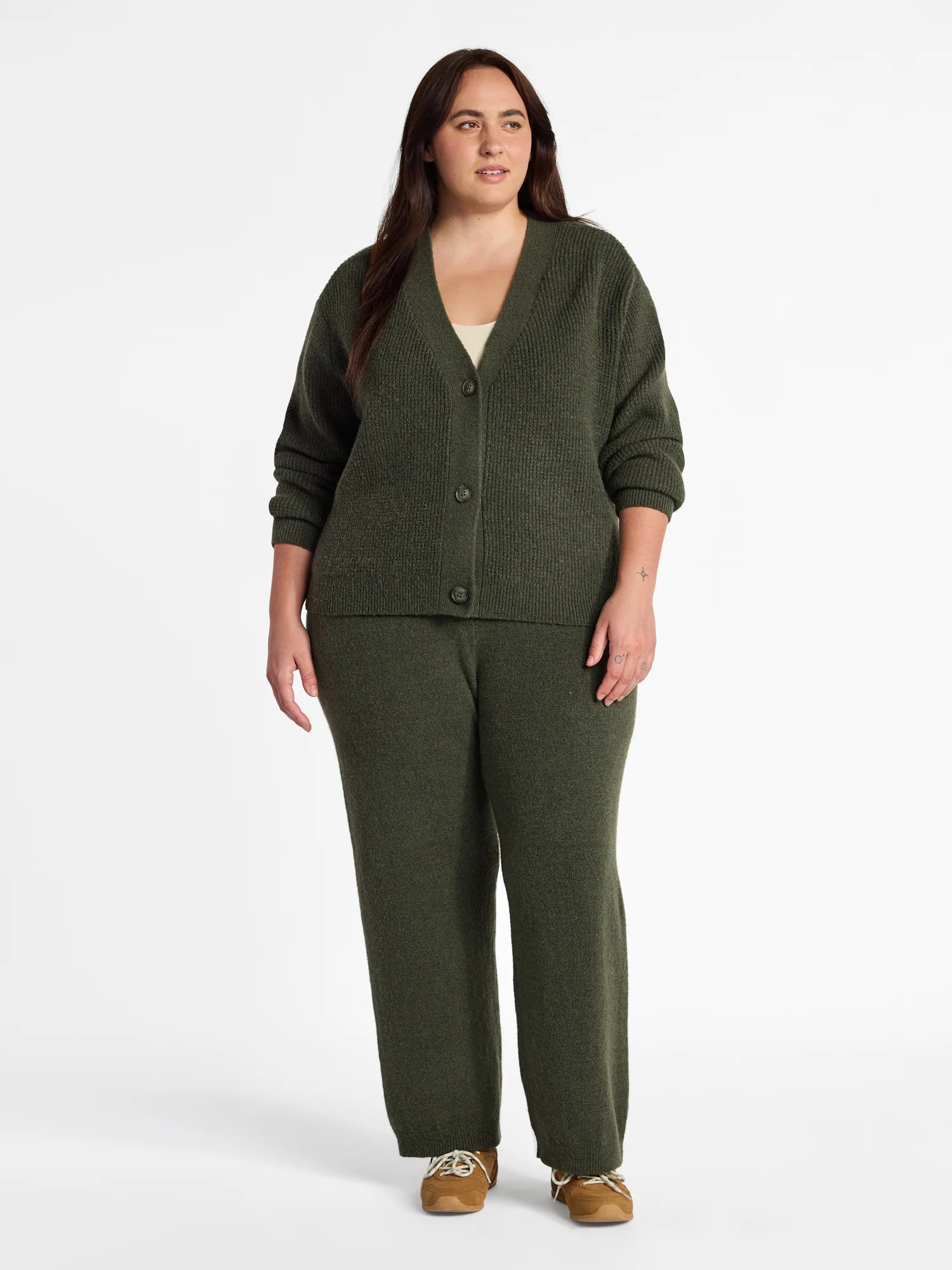 Time and Tru Women's and Women's Plus Cardigan and Pants Sweater Set, 2-Piece, Sizes XS-4X | Walmart (US)