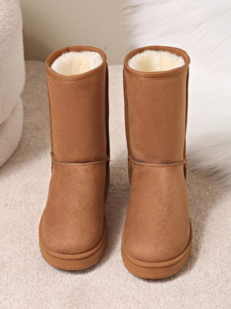 2024 Winter New Fashionable Warm Casual Mid-Calf Snow Boots, Brown Thick Sole Ladies Snow Boots, ... | SHEIN