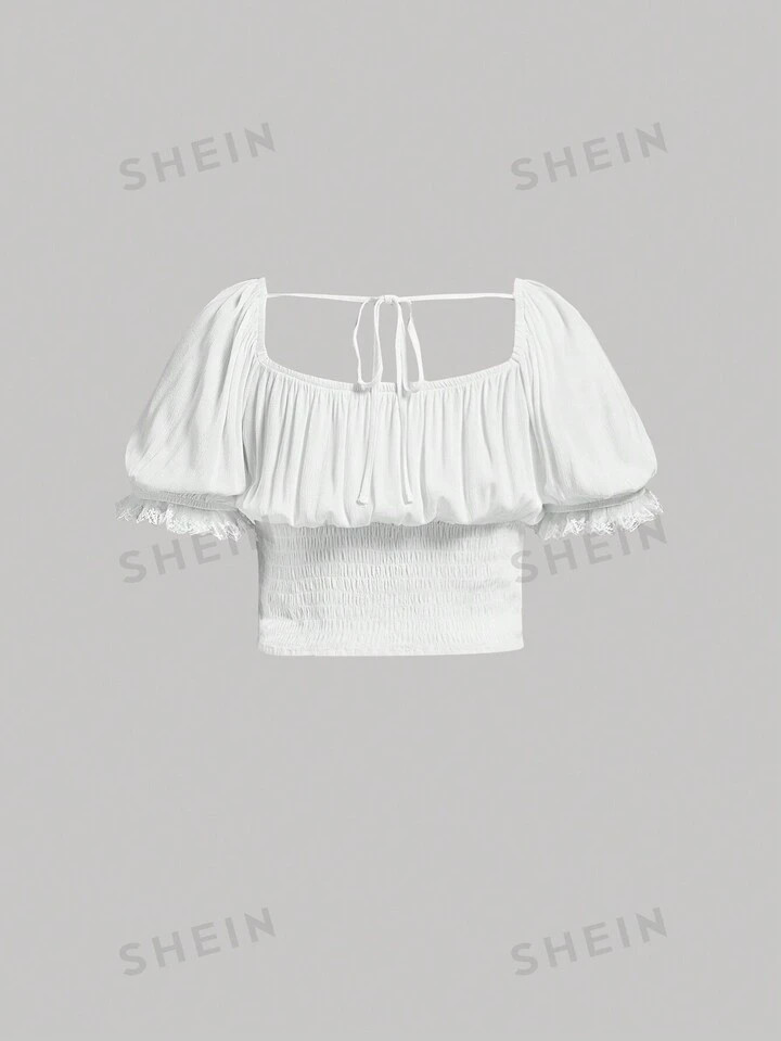 SHEIN MOD Plus Size Women's Lace-Up Bustier Style Top With Straps | SHEIN USA | SHEIN