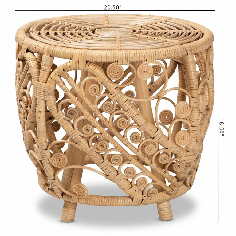 Baxton Studio Saranna Modern Bohemian Natural Brown Finished Rattan End Table | Walmart (US)