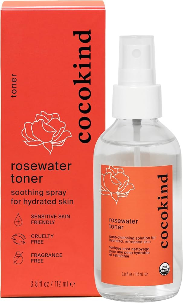 Rosewater Facial Toner by Cocokind, Multipurpose Spray to Set Makeup, Double Cleanse, and Balance... | Amazon (US)