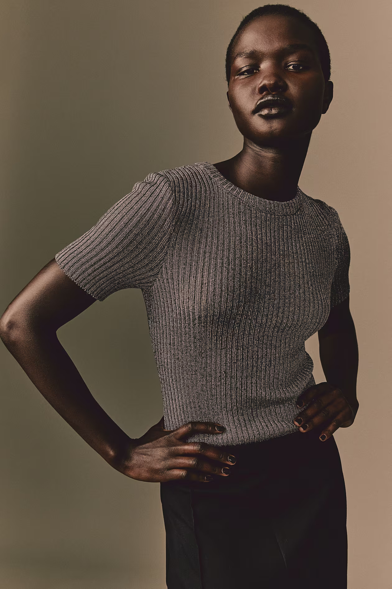 Metallic rib-knit top | H&M (UK, MY, IN, SG, PH, TW, HK)