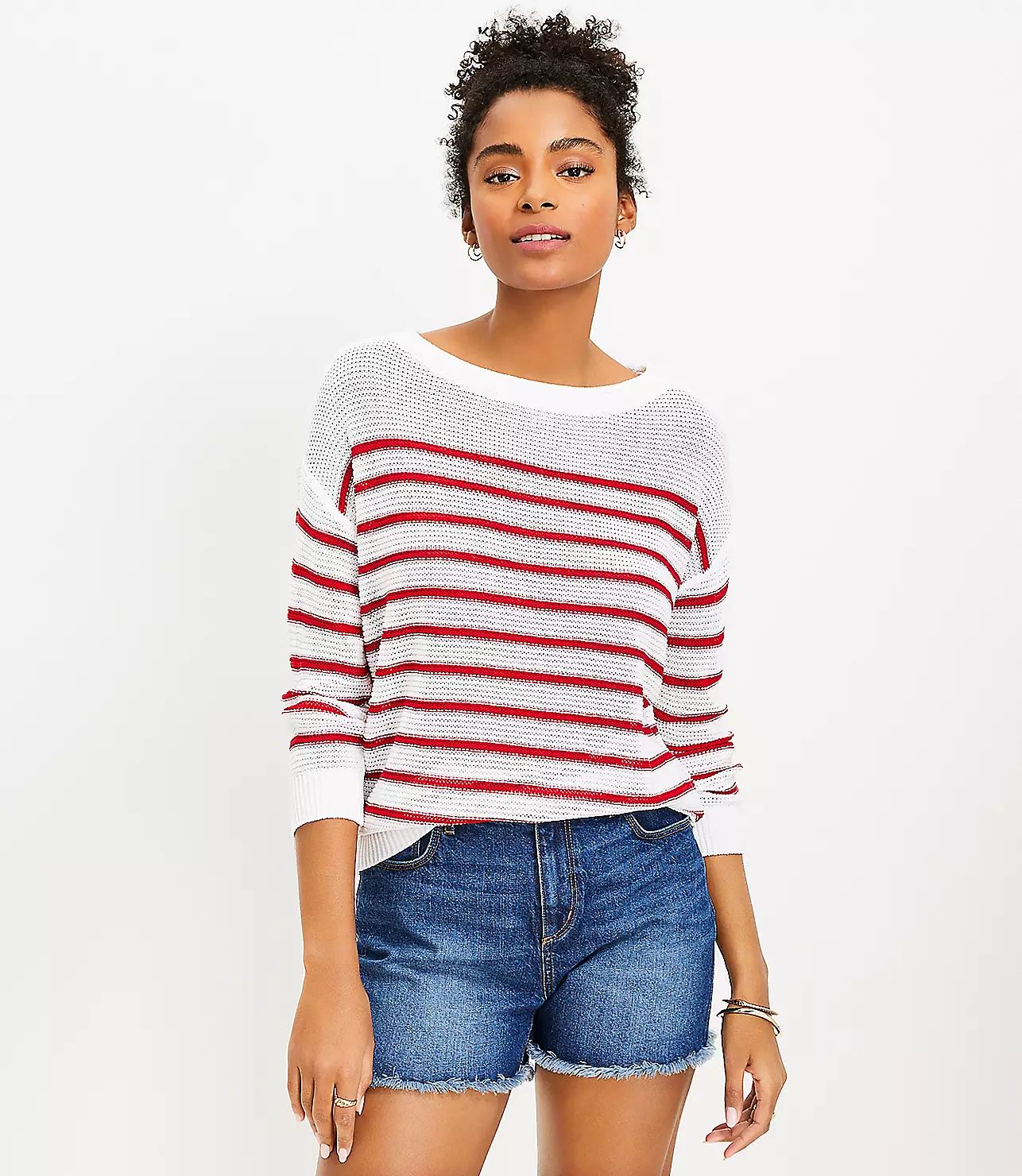Striped 3/4 Sleeve Sweater | LOFT