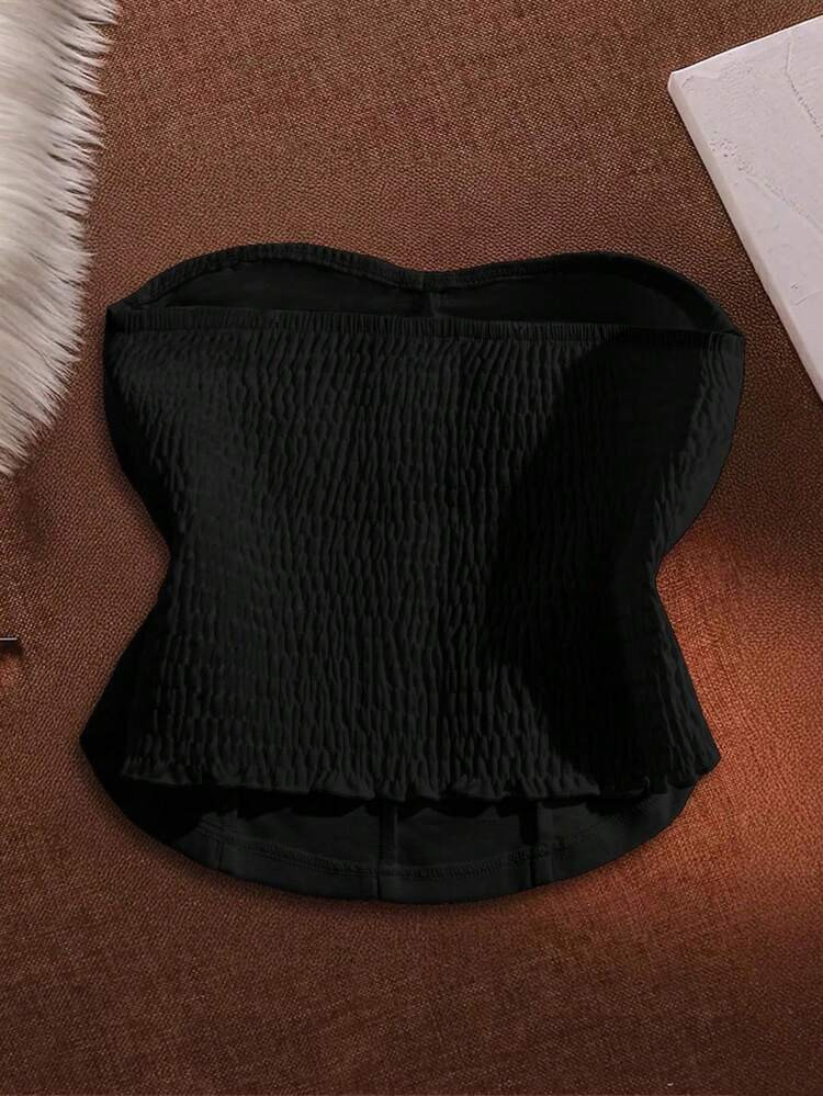 Regalyn Plus Size Solid Color Off-Shoulder Cropped Casual Versatile Women Top | SHEIN