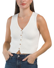 Sleeveless Button Front Sweater Vest | TJ Maxx