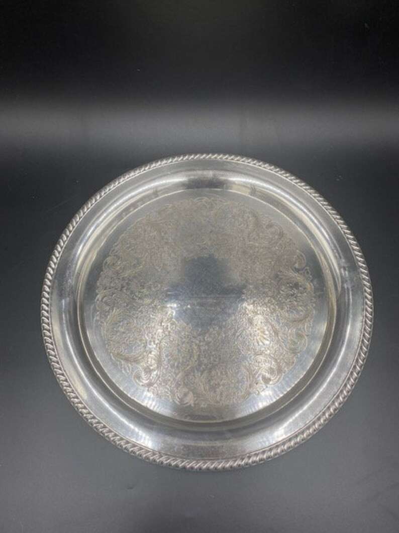 Round Silver Serving Tray Vintage Silver Tray Vintage Silverplate Tray Silver Tray Silverplate Tr... | Etsy (US)