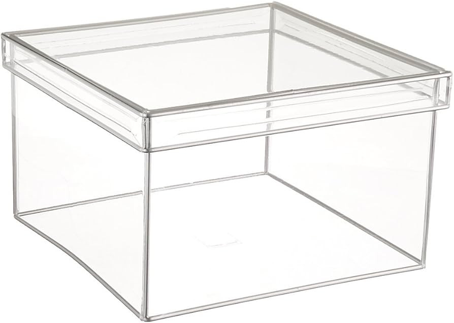 Design Ideas Transparent Soft Vinyl Storage Box with Lid and Metal Wire Frame Available in Medium... | Amazon (US)
