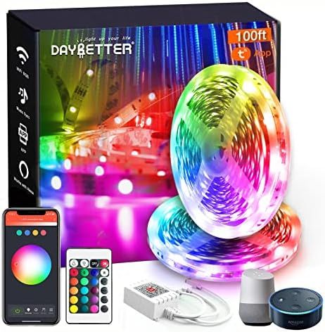 DAYBETTER Led Lights for Bedroom 100ft Led Strip Lights Music Sync Color Changing, Smart WiFi Led... | Amazon (US)