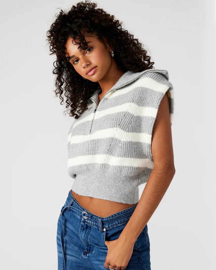 EASTON Sweater Grey | Sleeveless Hooded Sweater | Steve Madden (US)