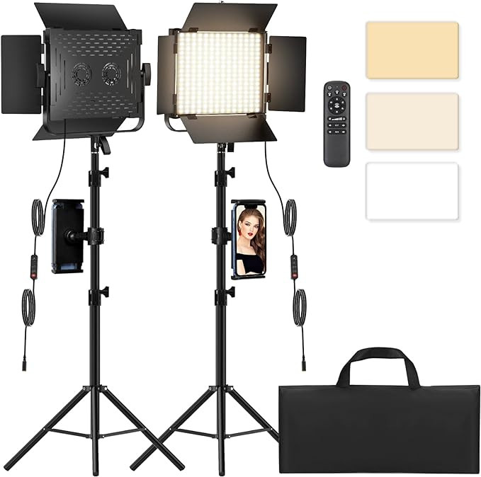 Photography Video Lighting Kit, Upgraded Bi-Color LED Video Studio Lights with Dimmable 2500k~850... | Amazon (US)