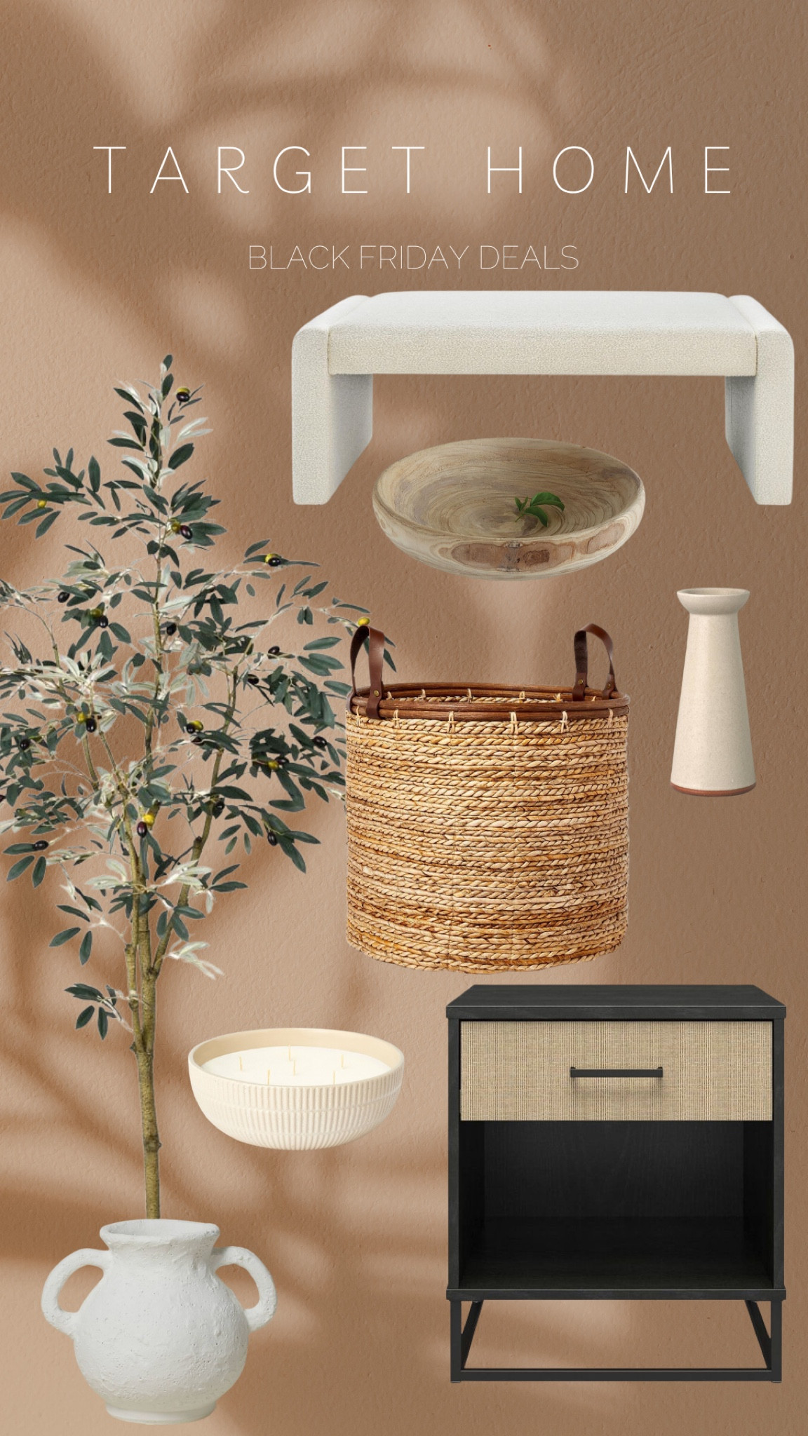 Target Home Decor Black Friday deals. faux olive tree. terracotta vase. leather handle whicker basket. rattan nightstand. sherpa bench. ceramic candle holder. decorative wood bowl. studio mcgee ceramic candle. 

#LTKCyberweek #LTKHoliday #LTKGiftGuide