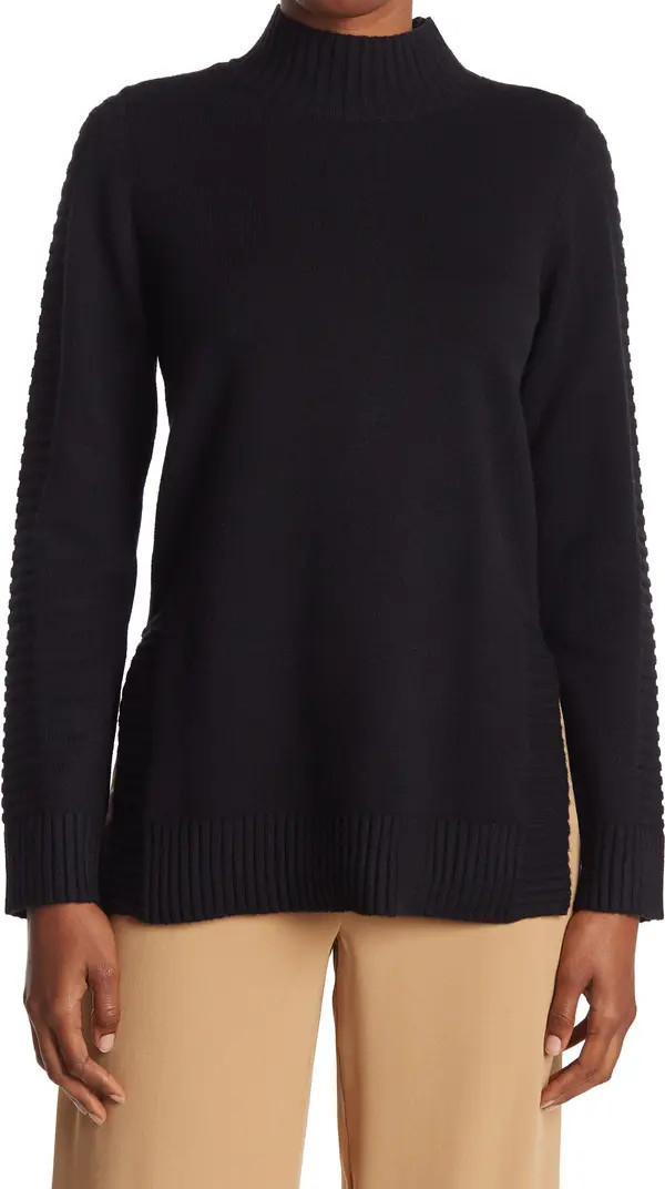 Side Slit Mock Neck Sweater with Rib Trim | Nordstrom Rack