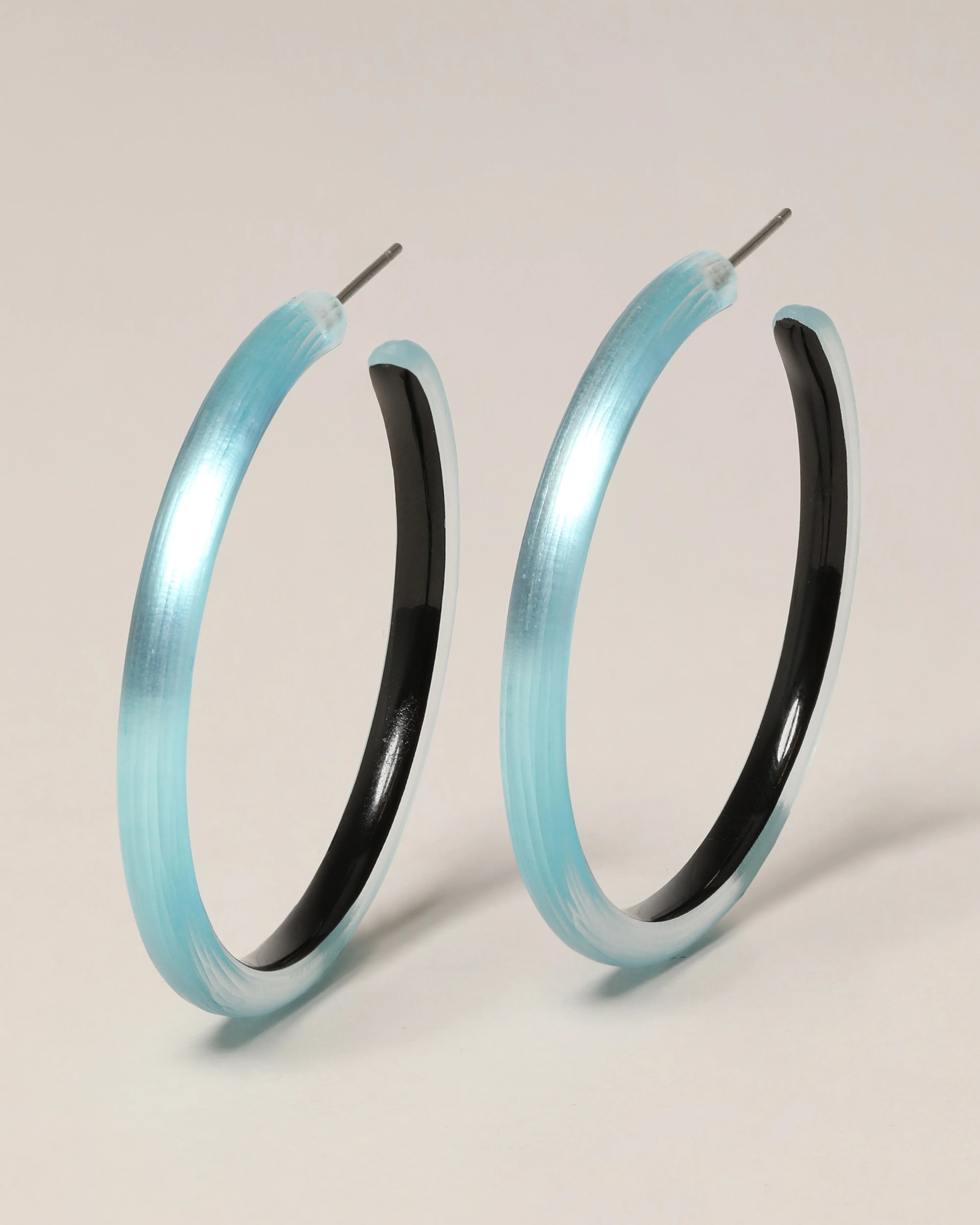 Alexis Bittar Skinny Lucite Hoop Earrings Aegean Sea in Aegean Sea Blue | Statement Jewelry from Ale | Alexis Bittar
