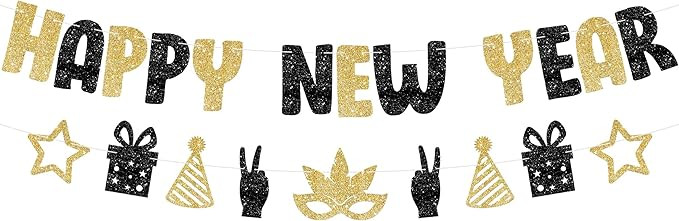 KatchOn, Glitter Happy New Year Banner - 10 Feet, No DIY | Happy New Years Garland, New Years Eve... | Amazon (US)