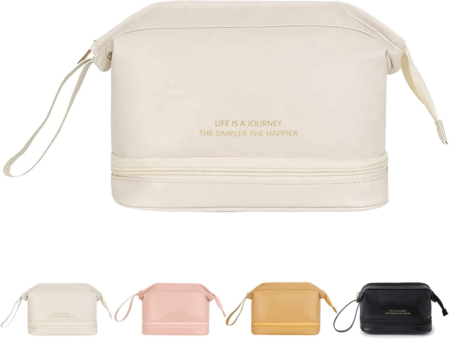Cosmetic Travel Bag, Double Layer Cosmetic Bag, Large Makeup Bag, Travel Makeup Bag, Makeup Organ... | Amazon (US)