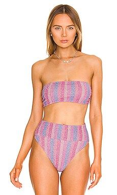 BEACH RIOT Kelsey Bikini Top in Shine Valentines Stripe from Revolve.com | Revolve Clothing (Global)