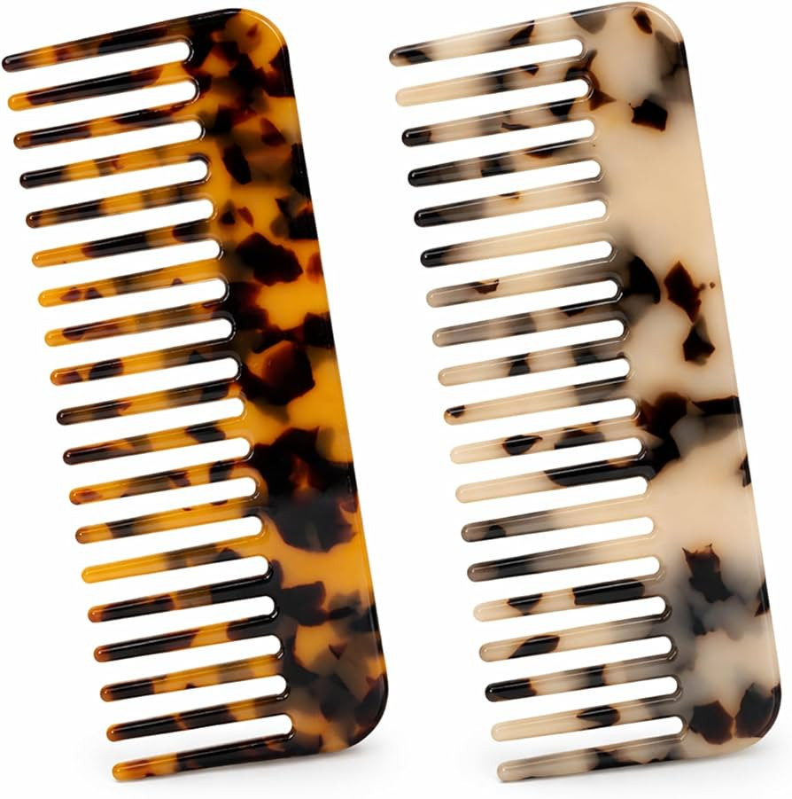 Small Wide Tooth Comb for Curly Hair, 2 Pack Mini Detangler Comb Set Cellulose Acetate Wide Combs... | Amazon (UK)