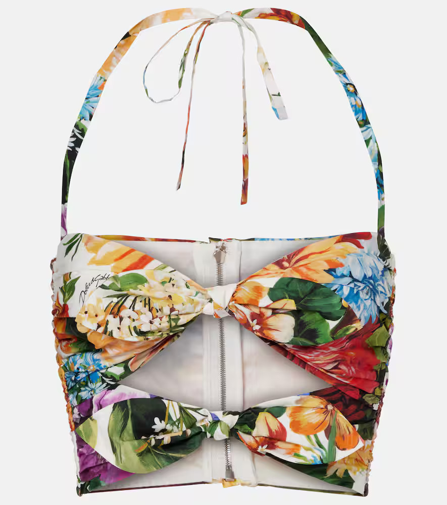 Dolce&Gabbana Cutout floral cotton crop top | Mytheresa (US/CA)
