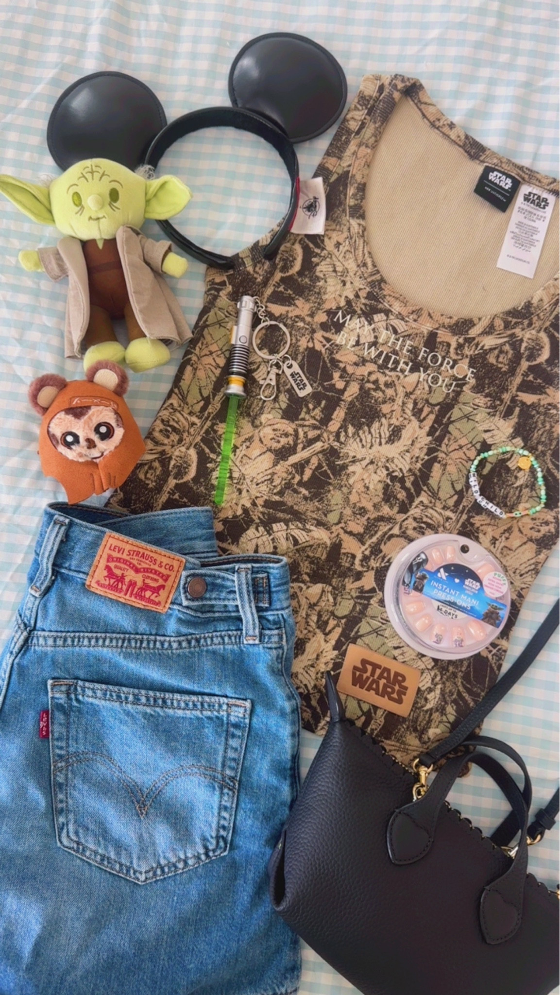 Star Wars Day May the Fourth Outfit🖤 comfy Disney outfit, Disney ootd, Disney outfit ideas, Disney outfit inspo, Disney girl, Disney merch, Disney accessories, Disney style, Disney parks, camo tank top, Levi’s mid thigh mom denim shorts, Jean shorts, Mickey Mouse ears, Stoney clover bag 

#LTKTravel #LTKootd #LTKSeasonal