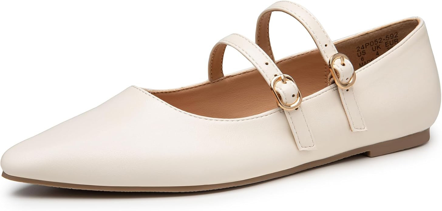 Trary Flats for Women Closed Pointed Toe Mary Jane Shoes Women Comfortable Slip on Ballet Flats D... | Amazon (US)