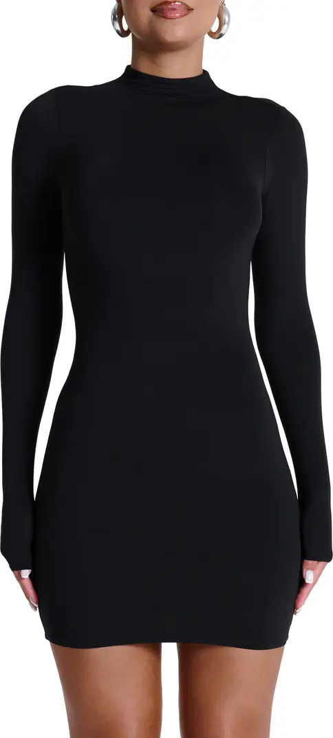 Long Sleeve Mock Neck Minidress | Nordstrom