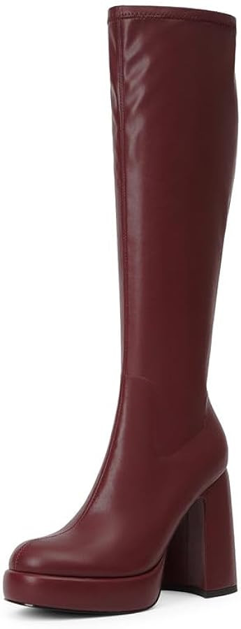 Modatope Platform Knee High Boots for Women Chunky Heel Rounded Toe Womens Knee High Boots Side Z... | Amazon (US)