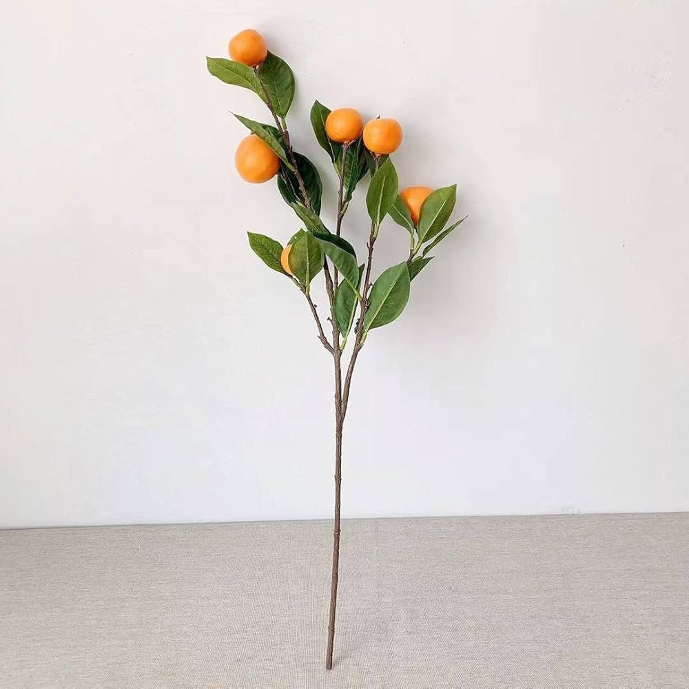 Sucpur 2Pcs Artificial Tangerine Branches, 24.8inch Vivid Orange Branch for Kitchen Party Decorat... | Amazon (US)