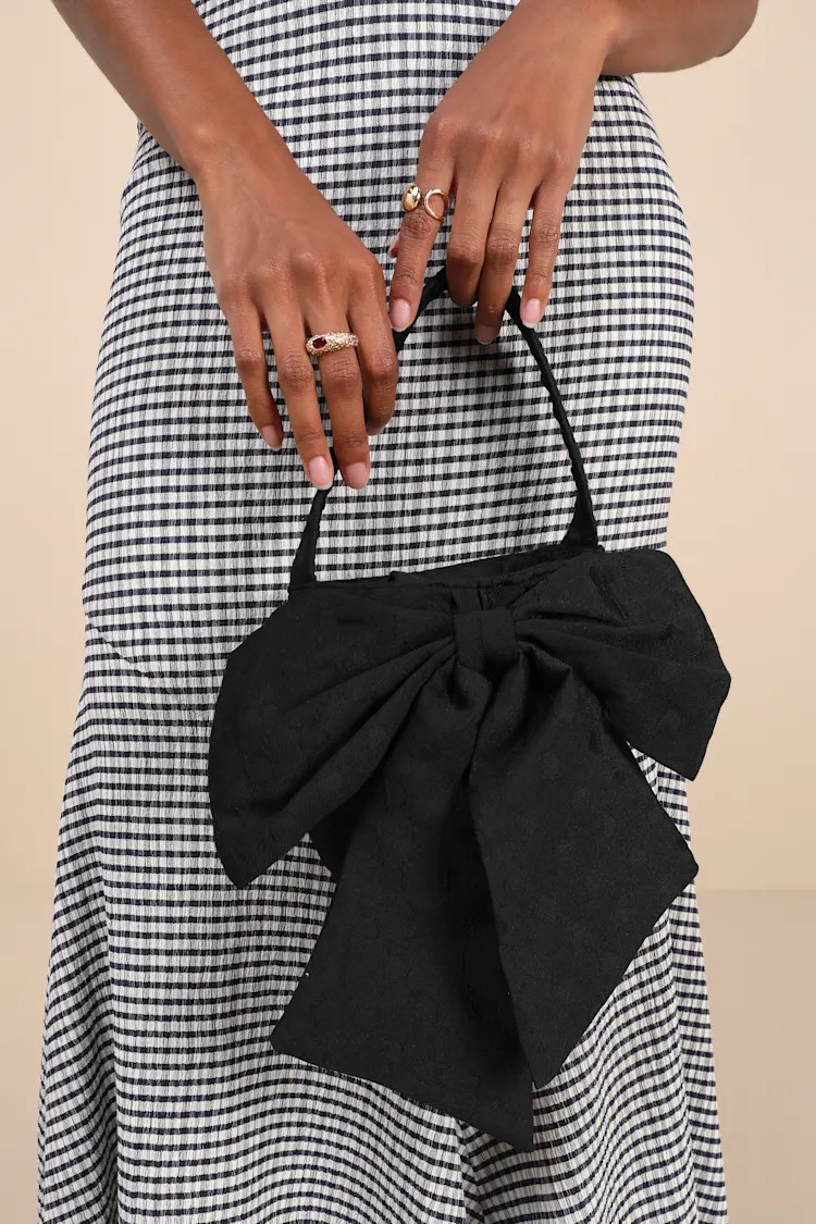 Dallas Jewels Black Jacquard Bow Mini Handbag | Lulus