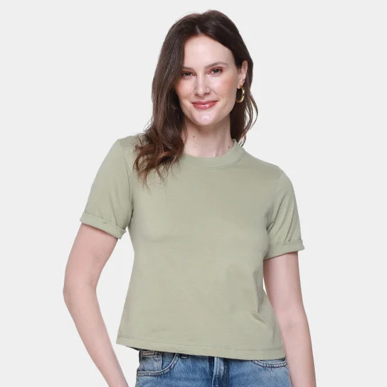 Camiseta Básica Hering Casual Feminina - Verde | Netshoes (BR)
