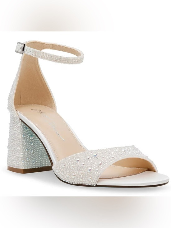 Betsey Johnson Kami Sandal (Women's White Ankle-Strap Block Heel Sandals) | Poshmark