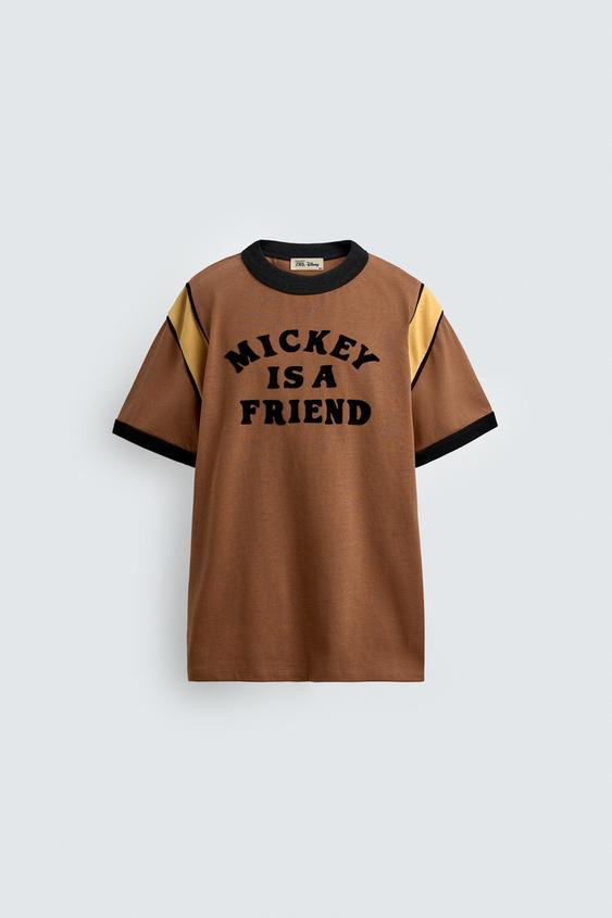 RIB T-SHIRT WITH CONTRAST SLOGAN HARRY LAMBERT FOR ZARA X DISNEY | Zara US