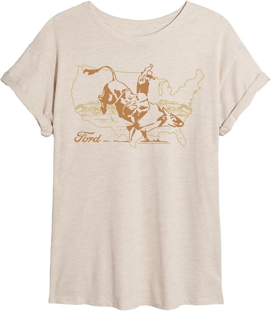 Ford - Western Bull Rider - Juniors Oversized Graphic T-Shirt | Amazon (US)