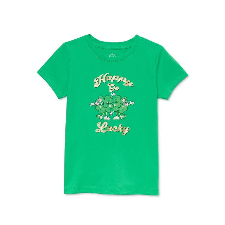 Wonder Nation Girls Saint Patrick's Day Tee with Short Sleeves, Sizes 4-18 | Walmart (US)