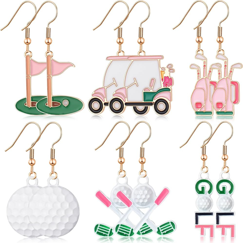 Nosiny 6 Pairs Sports Earrings for Women Game Earrings Football Volleyball Soccer Tennis Ball Gol... | Amazon (US)