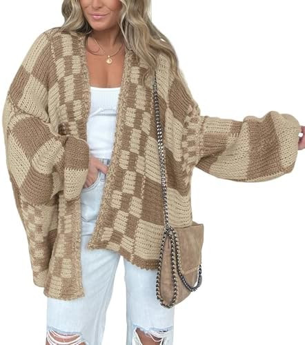 BTFBM Casual Cardigan Sweater for Women Fall 2025 Long Sleeve Open Front Chunky Knit Sweaters Che... | Amazon (US)
