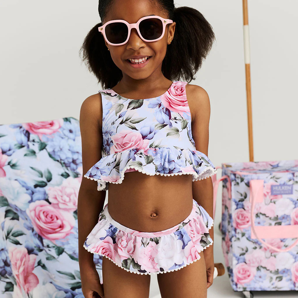 Floral Blue Girls Two Piece Swimsuit | Marion | Posh Peanut