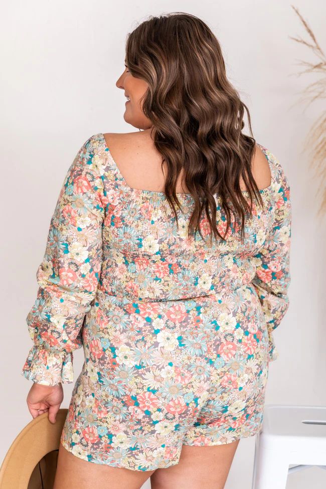 Along The Way Multi Smocked Bust Cutout Floral Romper | The Pink Lily Boutique
