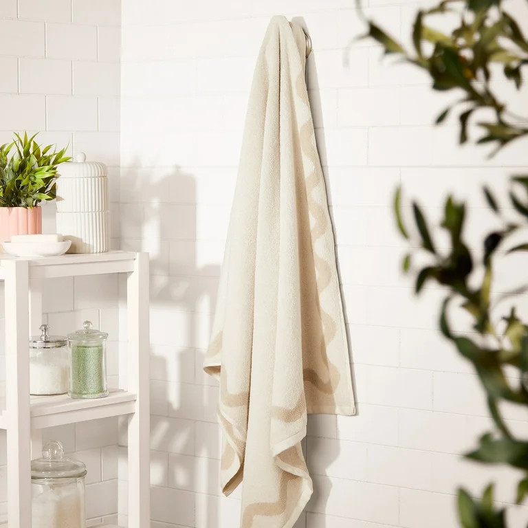 Mainstays by Becky G. & Alejandra 100% Cotton Performance Bath Towel, White Scallop | Walmart (US)