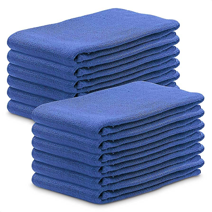 Cotton Towels for Cleaning Huck Towels - 12 Pcs Perfect Blue Kitchen Cleaning Towels Car Wash Towels | Amazon (US)