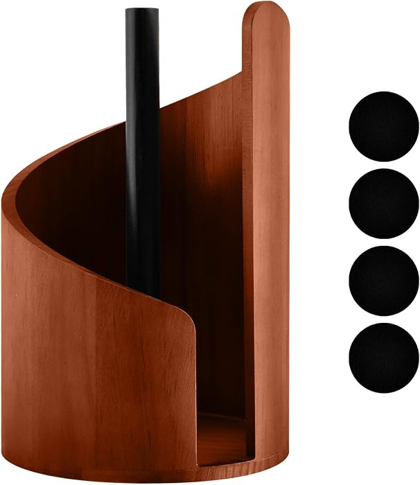 Wooden Paper Towel Holder, Mountain Paper Towel Holder with 4 Pcs Anti-Slip Rubber Pads, Easy to ... | Amazon (US)