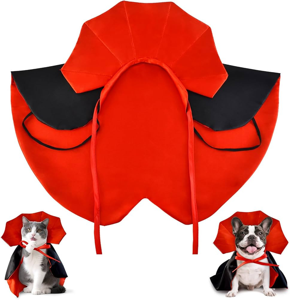 Dog Halloween Costumes, Dog Vampire Devil Costume Red & Black Halloween Cloak Cape for Small, Med... | Amazon (US)