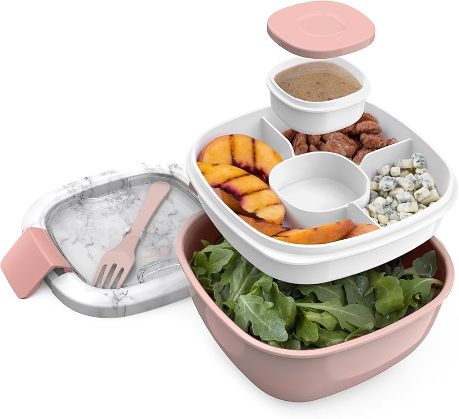 Bentgo Salad Container - 54 oz Bowl with 4-Compartment Toppings Tray, Dressing Container, Reusabl... | Amazon (US)