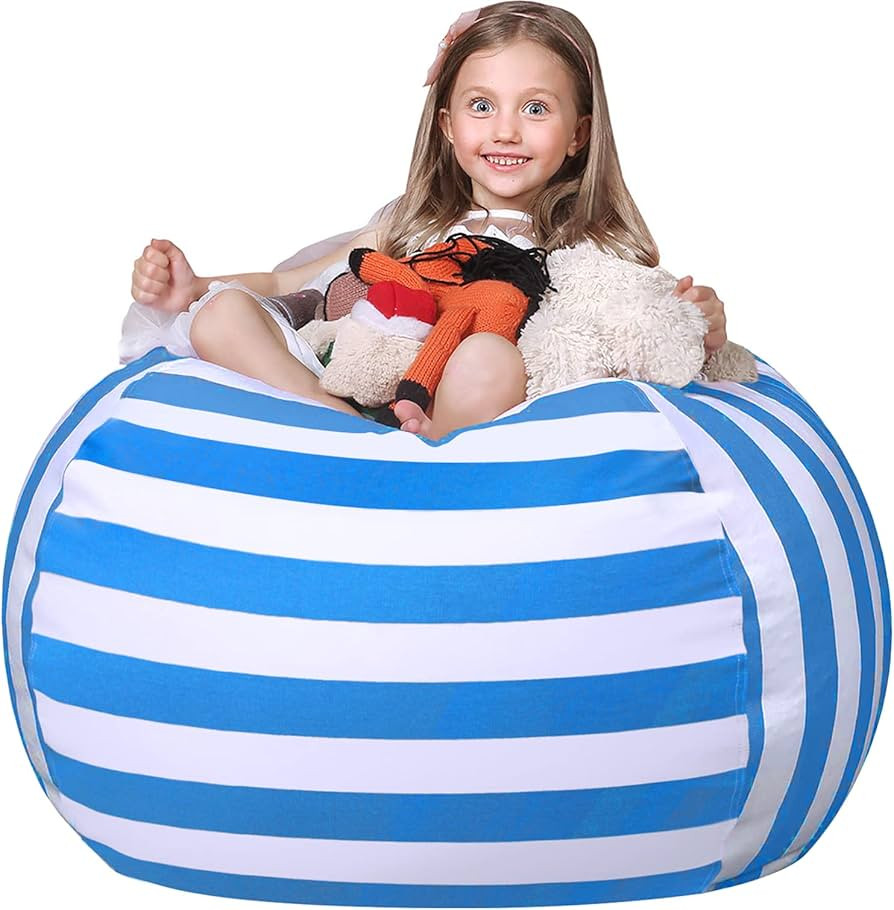 WEKAPO Stuffed Animal Storage Bean Bag Chair Cover for Kids | Stuffable Zipper Beanbag for Organi... | Amazon (US)