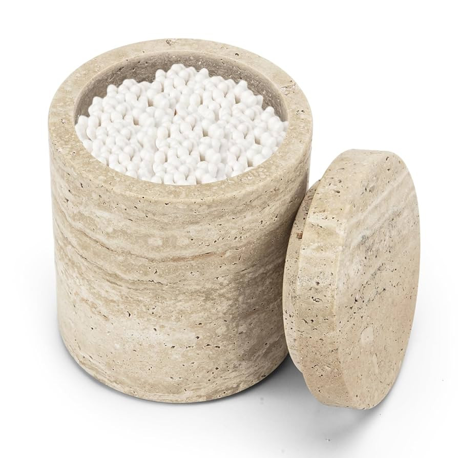 Natural Marble Canister, Cotton Swab Holder with Lid, Marble Toothbrush Holder Qtip Holder Storag... | Amazon (US)